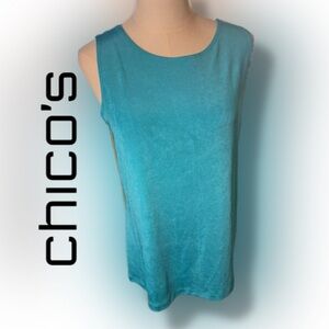 NWT Chico's Travelers Essentials Reversible Tank Cozumel Blue Size 1/ Medium